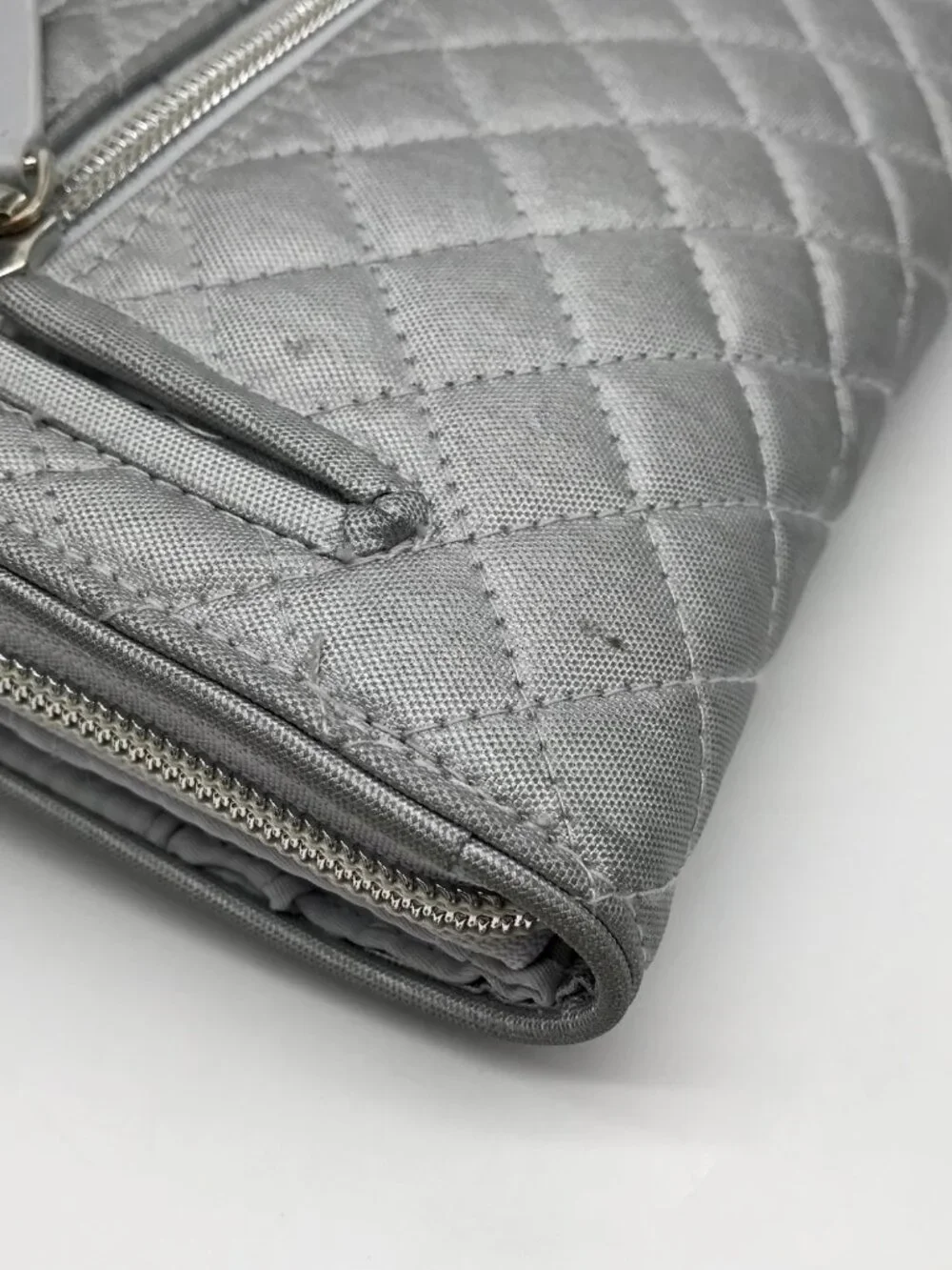 Vera Bradley Silver Microfiber RFID Turnlock Wallet